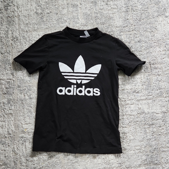 adidas Tops - Adidas Black Tee with White Trefoil Logo Size Small